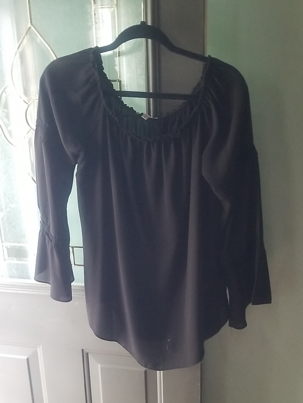 Moa Moa Black Off-Shoulder Peasant Blouse